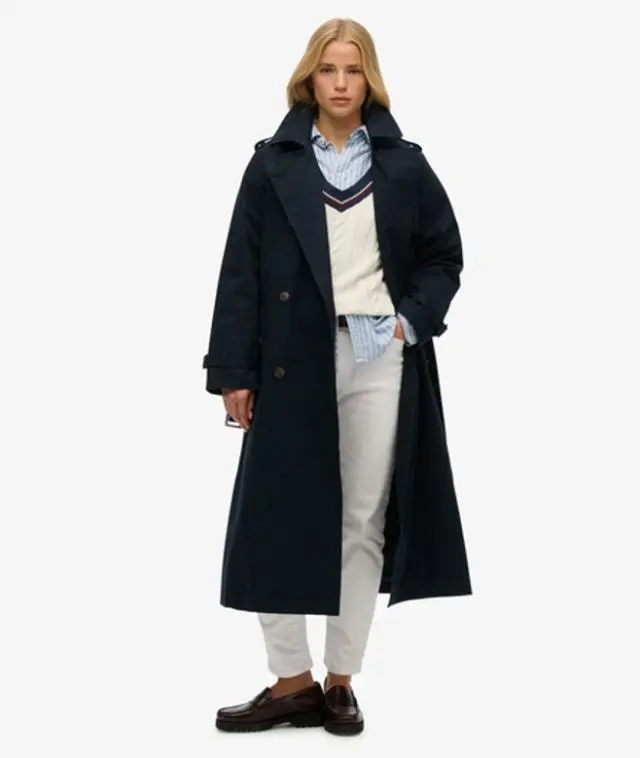 Superdry Women's Classic Trench Coat Navy / Eclipse Navy -