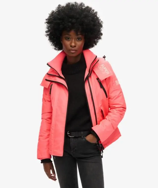 Superdry Women's Hooded Mountain Windbreaker Jacket Pink / Hyper Fire Pink -