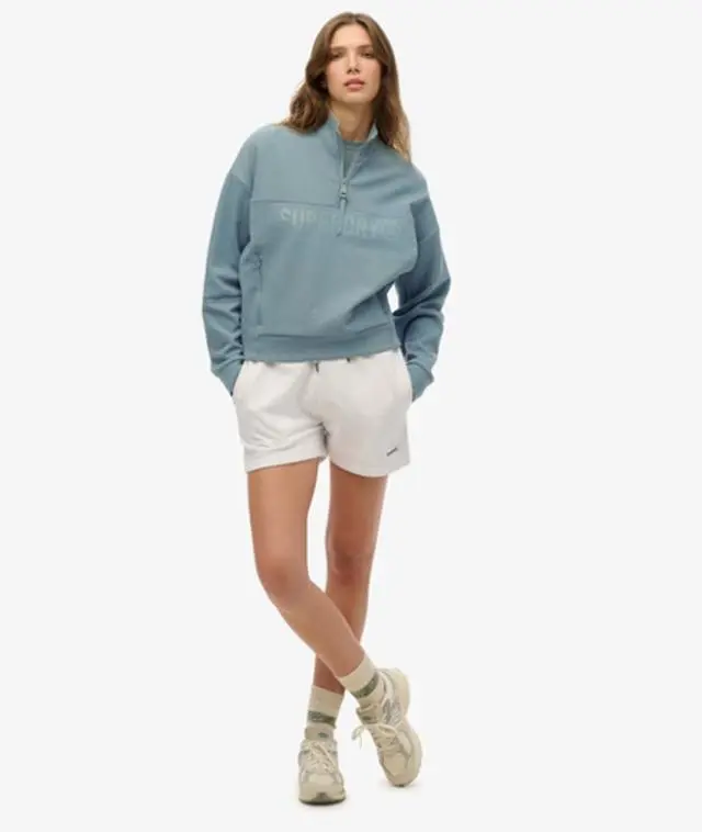 Superdry Women's Active Tech Logo Relaxed Half Zip Sweatshirt Blue / Stormy Blue - 