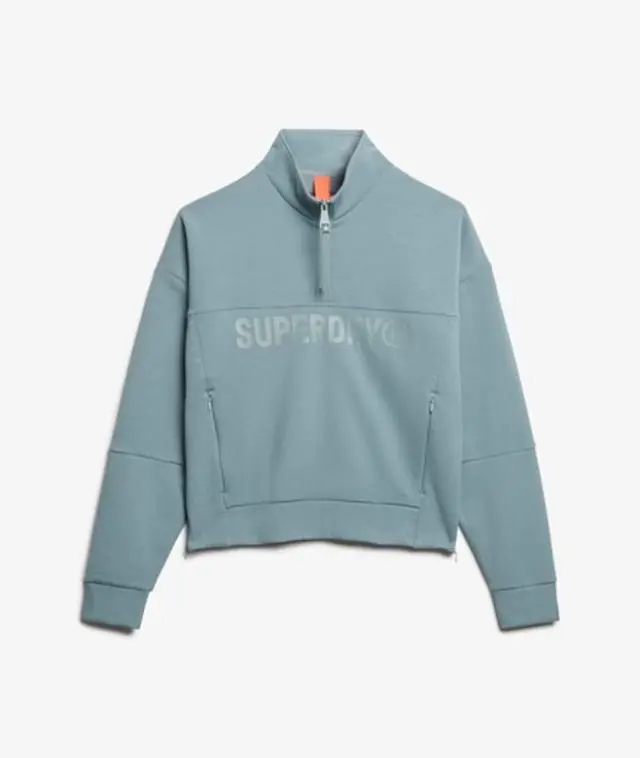 Superdry Women's Active Tech Logo Relaxed Half Zip Sweatshirt Blue / Stormy Blue - 