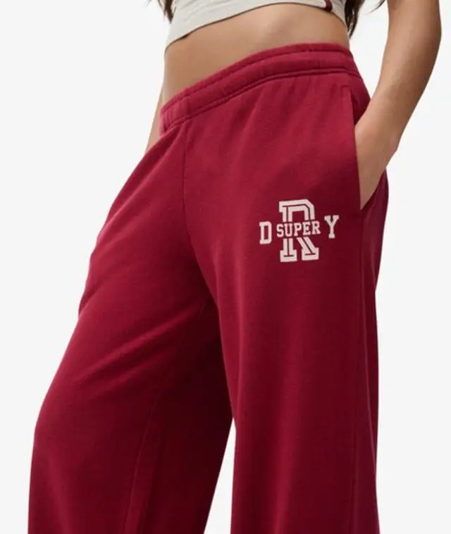 Superdry & Co Women's Athletic Essentials Wide Leg Joggers Red / Bordeaux Red - 