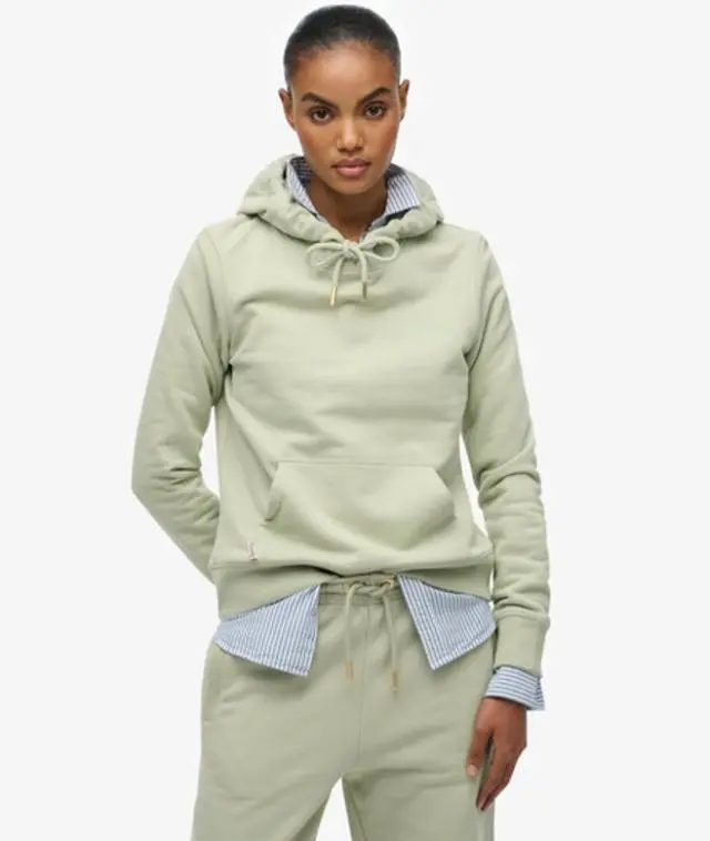 Superdry Women's Essential Logo Embroidered Hoodie Green / Dusty Sage - 