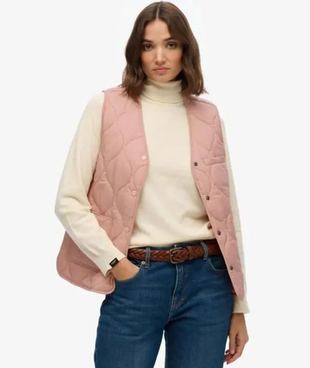Superdry Women's Quilted Lite Liner Gilet Pink / Vintage Blush -