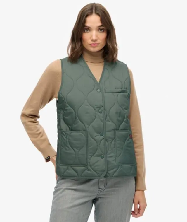 Superdry Women's Quilted Lite Liner Gilet Green / Balsam Green -