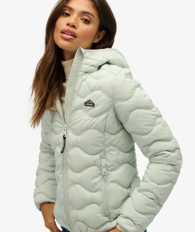 Superdry & Co Women's Hooded Fuji Lite Wave Padded Jacket Light Grey / Puritan Grey - 