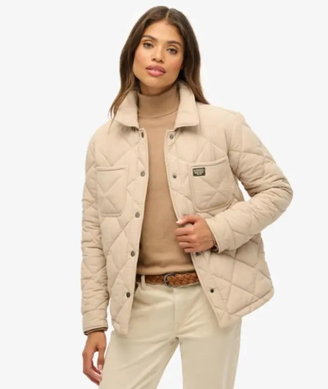 Superdry Women's Quilted Chore Liner Jacket Brown / Humus Beige -