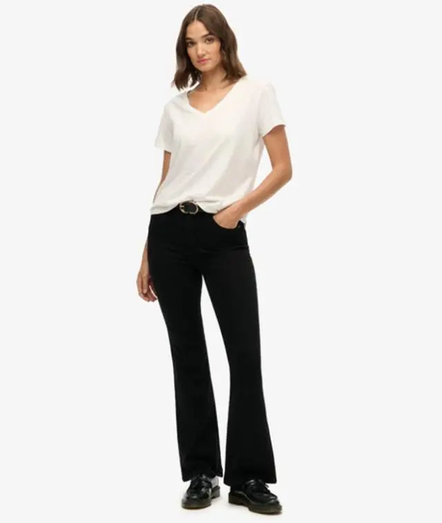 Superdry Women's Organic Cotton High Rise Flare Jeans Black -