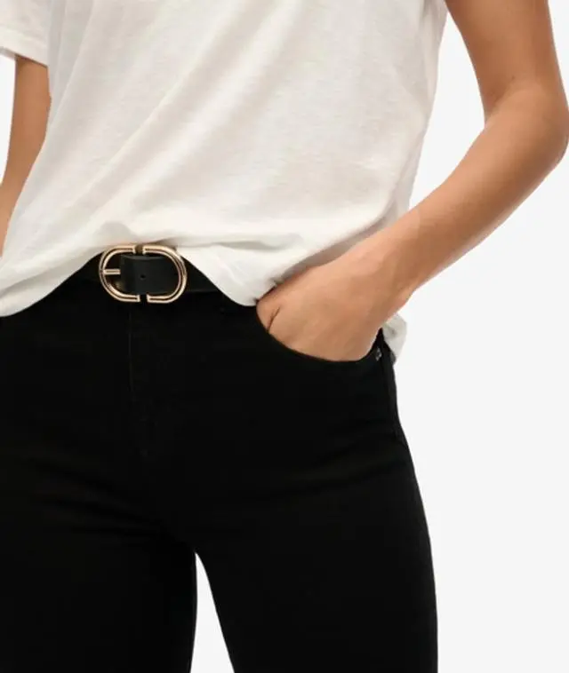 Superdry Women's Organic Cotton High Rise Flare Jeans Black - 