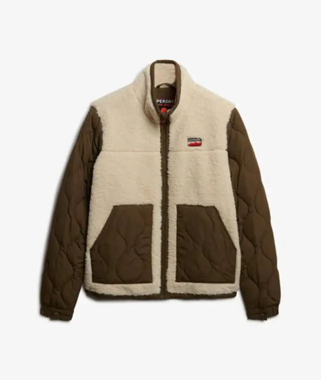 Superdry Women's Fleece Hybrid Jacket Cream / Oatmeal Beige - 