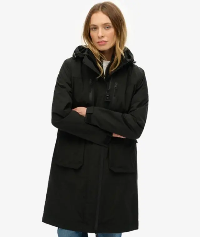Superdry Women's Hooded Long Shell Parka Black - 