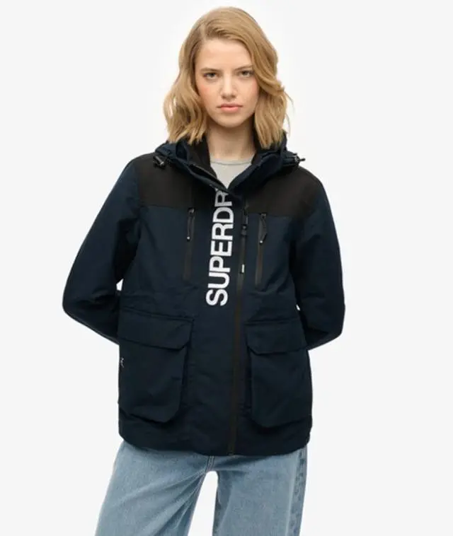 Superdry & Co Women's Colour Block Ultimate Windbreaker Jacket Navy / Eclipse Navy/black - 