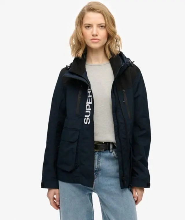 Superdry Women's Colour Block Ultimate Windbreaker Jacket Navy / Eclipse Navy/black -