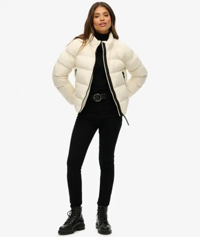 Superdry Women's Non Hooded Sports Puffer Jacket White / Off White - 