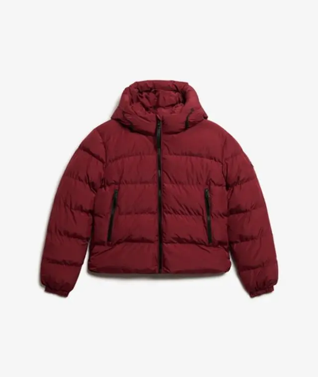 Superdry Women's Hooded Sports Puffer Jacket Red / Stanton Red - 