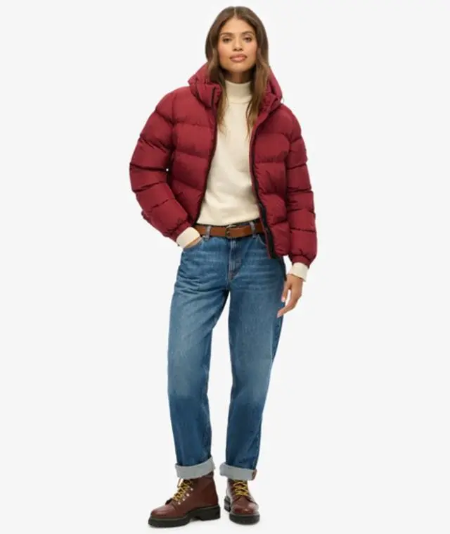 Superdry Women's Hooded Sports Puffer Jacket Red / Stanton Red - 