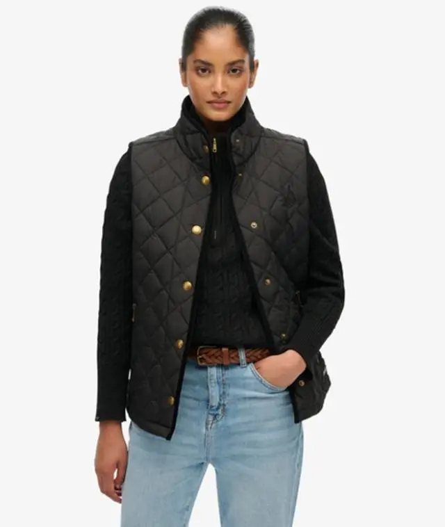 Superdry Women's Estate Country Liner Gilet Black / Meteorite Black -