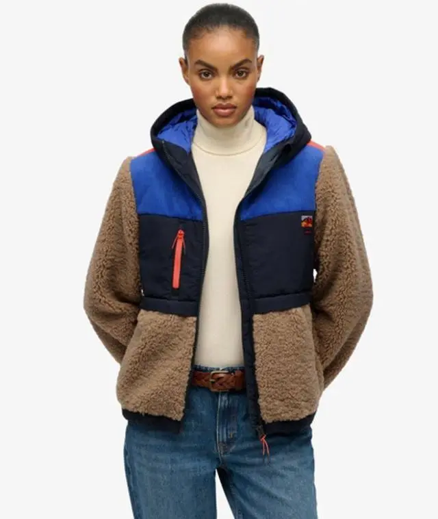 Superdry Women's Hooded Fleece Jacket Grey / Cobblestone Grey -