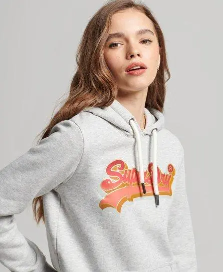 Superdry Women's Vintage Logo Seasonal Hoodie Light Grey / Light Grey Marl - 
