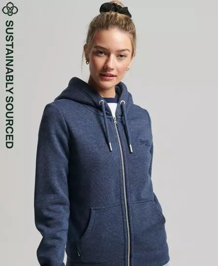 Superdry Women's Organic Cotton Vintage Logo Zip Hoodie Navy / Vintage Navy Marl - 