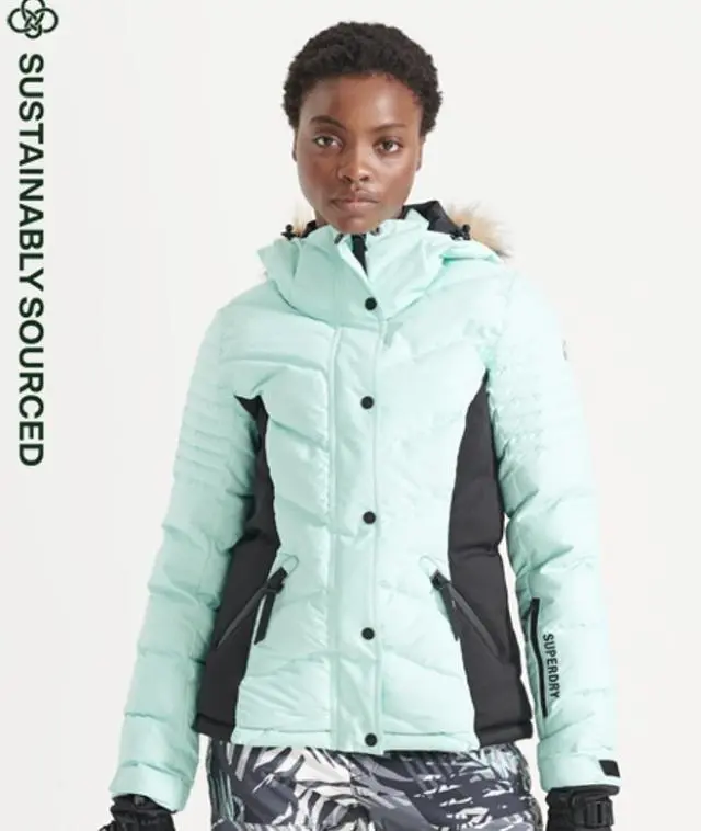 Superdry Women's Snow Luxe Puffer Jacket Light Blue - 