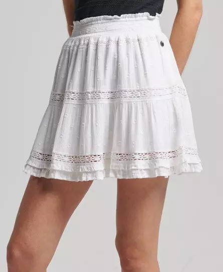 Superdry Women's Vintage Lace Mini Skirt White / Brilliant White - 