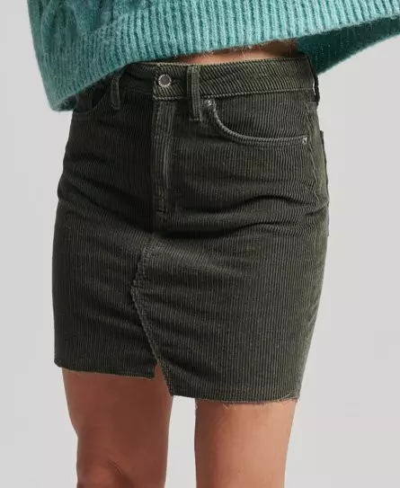 Superdry Women's Denim Mini Skirt Green / Surplus Good Olive Cord - 