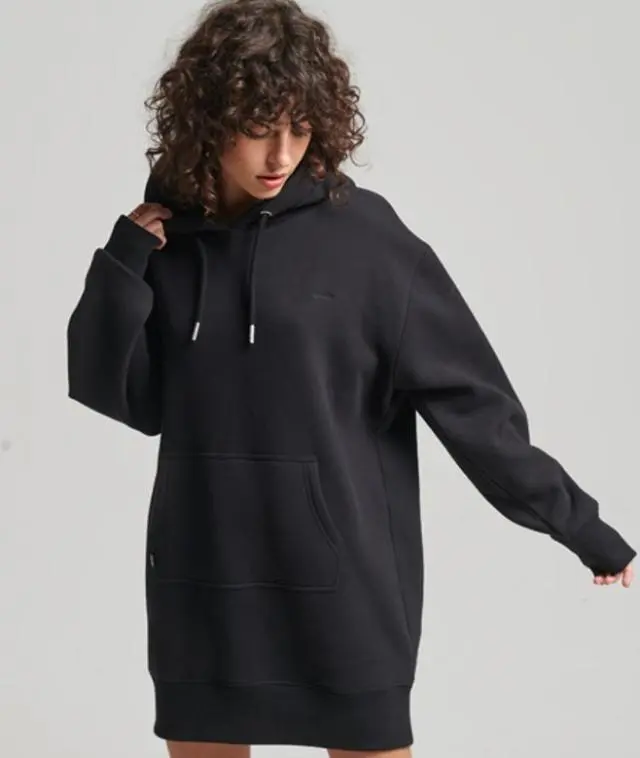 Superdry Women's Vintage Logo Embroidered Oversized Hoodie Dress Black - 