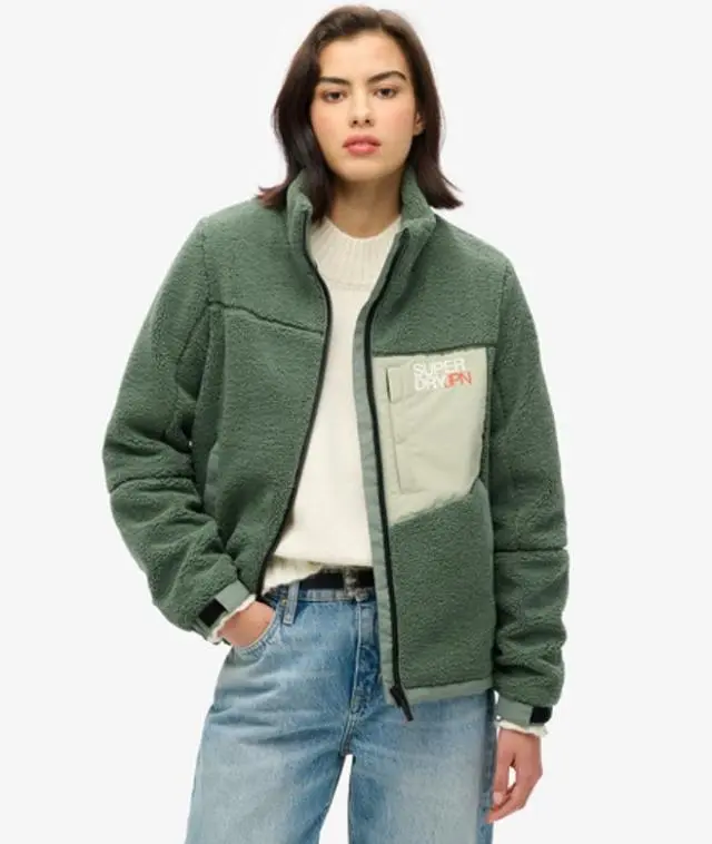 Superdry Women's Fleece Trekker Jacket Green / Laurel Khaki -