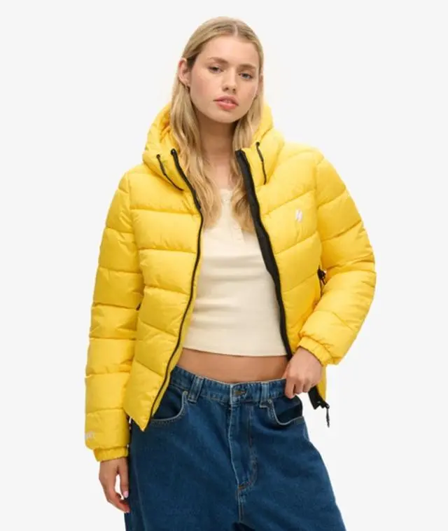 Superdry Women's Hooded Spirit Sports Puffer Jacket Yellow / Nautical Yellow - 