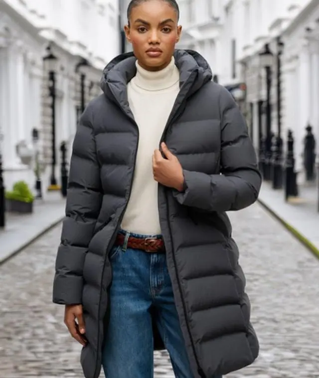 Superdry Women's City Mid Padded Jacket Dark Grey / Ebony - 