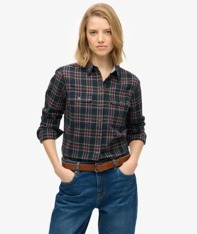 Superdry Women's Lumberjack Check Flannel Shirt Navy / Navy/yellow Check -
