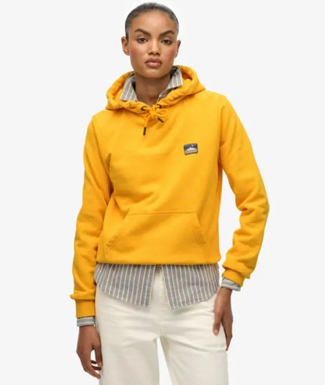 Superdry Women's Great Outdoors Embroidered Hoodie Yellow / Saffron Yellow -