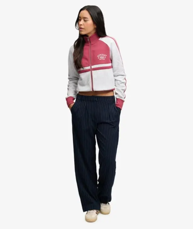 Superdry & Co Women's Mid Rise Pinstripe Trousers Blue / Navy Pinstripe - 