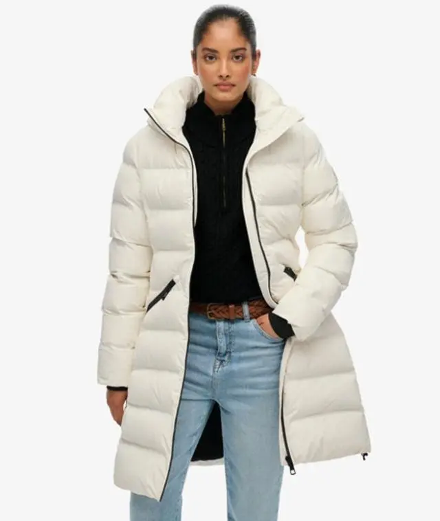 Superdry Women's City Mid Padded Jacket Cream / Off White -