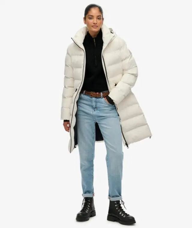 Superdry Women's City Mid Padded Jacket Cream / Off White - 
