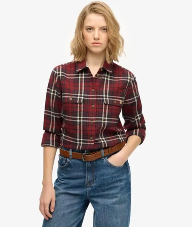 Superdry Women's Lumberjack Check Flannel Shirt Red / Frontier Check Red -