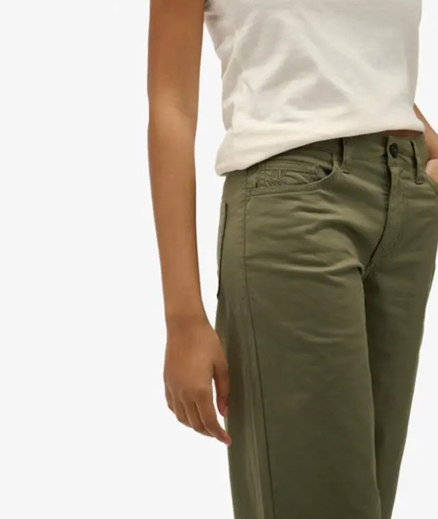 Superdry & Co Women's Mid Rise Baggy Chino Green / Dusty Olive Green - 