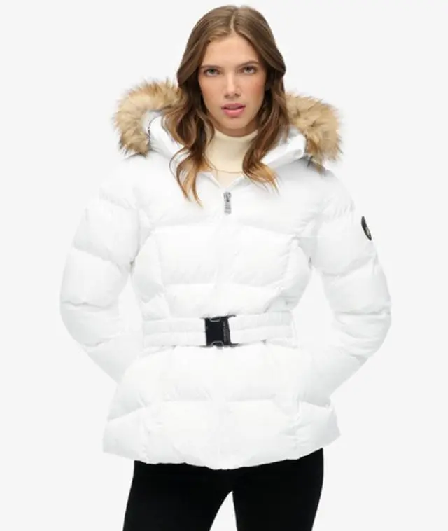 Superdry Women's Fuji Belted Puffer Jacket White / Bright White -