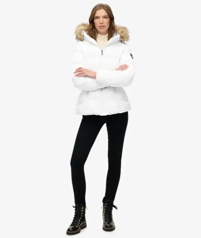 Superdry Women's Fuji Belted Puffer Jacket White / Bright White - 