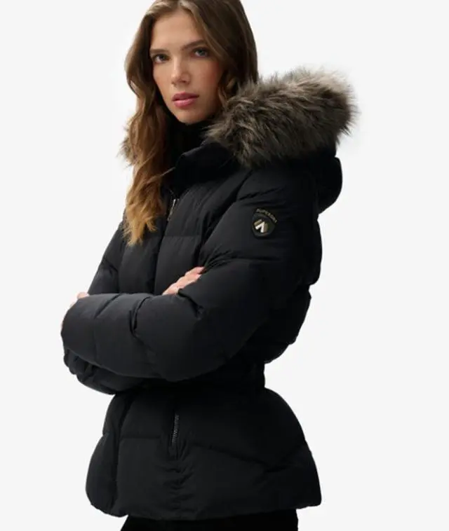 Superdry Women's Fuji Belted Puffer Jacket Black - 