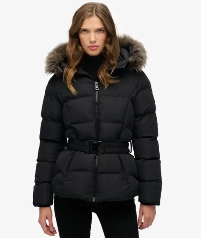 Superdry Women's Fuji Belted Puffer Jacket Black -