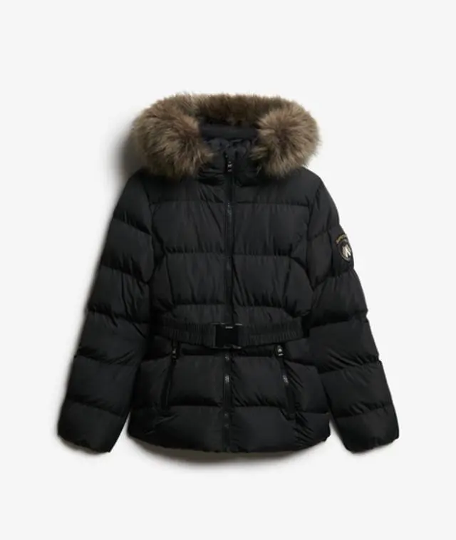 Superdry Women's Fuji Belted Puffer Jacket Black - 