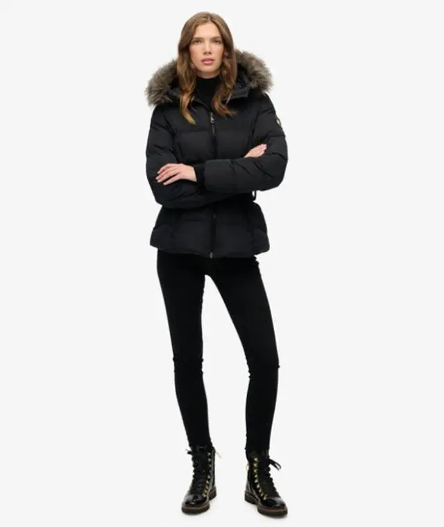 Superdry Women's Fuji Belted Puffer Jacket Black - 