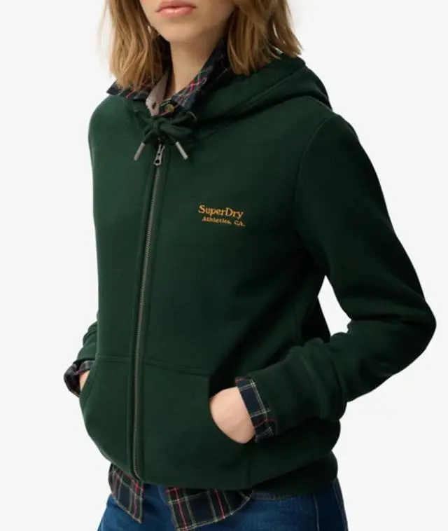 Superdry & Co Women's Athletic Essentials Logo Zip Hoodie Green / Enamel Green - 