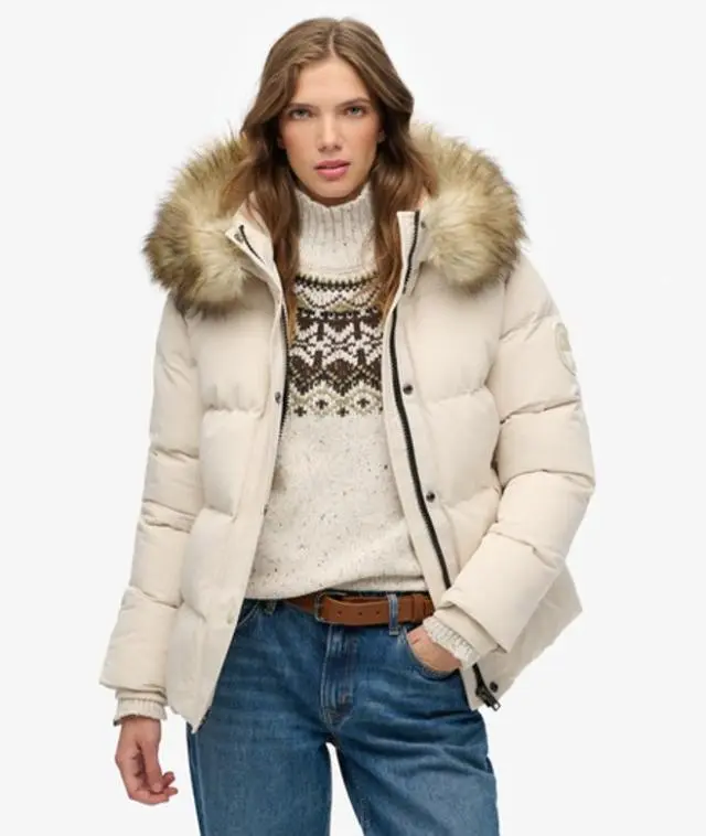 Superdry Women's Everest Five Baffle Puffer Jacket Pink / Pink Tint -