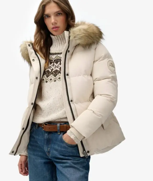 Superdry Women's Everest Five Baffle Puffer Jacket Pink / Pink Tint - 