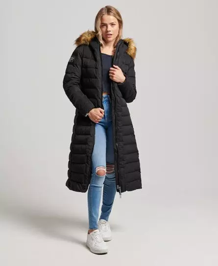 Superdry Women's Arctic Long Puffer Coat Black - 
