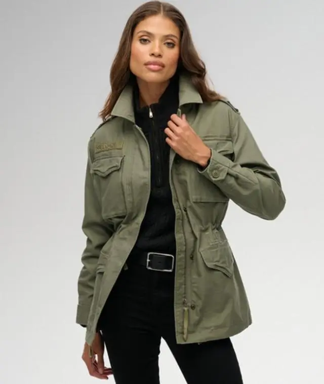 Superdry & Co Women's Embellished Field Jacket Green / Dusty Olive Green - 