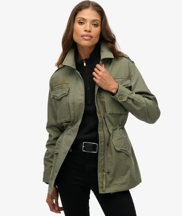 Superdry Women's Embellished Field Jacket Green / Dusty Olive Green -