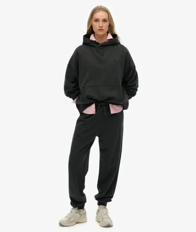 Superdry Women's Studios Cuffed Joggers Dark Grey / Washed Black - 